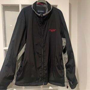 Port Authority Firestone Racing Jacket Black Gray Cinch Bottom Full Zip XL